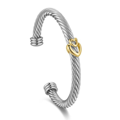 Sorella™ Two Tone Heart Twisted Bracelet